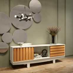 Rack Vintage 180cm com 2 Portas de Correr TB220 Dalla Costa Off White/Freijó