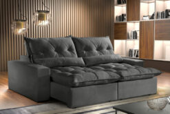 Sofá 4 Lugares Avalon Retrátil e Reclinável 230cm Montano Estofados – Veludo Grafitti