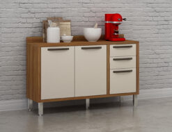 Balcão 2 Portas 3 Gavetas Letícia Carvalho/Off White - CHF