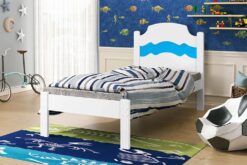 Cama Solteiro Íris Branco/Rosa/Azul - MADEC/VJ MÓVEIS