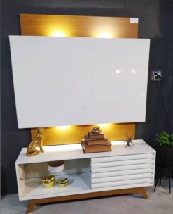 Home p/ TV até 55” Unicke – 100% MDF – P/ Tv Até 55'' – OffWhite/Freijó – DALLA COSTA