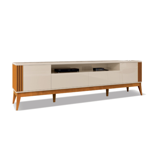 Rack Morgan 2,18m para TVs até 75″ – Off White/Cedro Natural