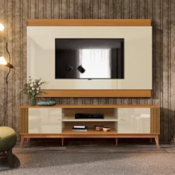 Painel + Rack até 75″ Legacy 2.0 Off White/Cedro Natural – EDN MÓVEIS