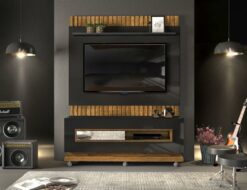 Painel + Bancada até 60″ Vitti Preto/Demolição – DJ MÓVEIS