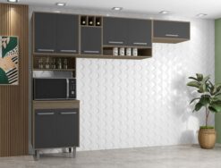 Cozinha 3 Peças Barcelona Carvalho/Grafite - POLIMAN