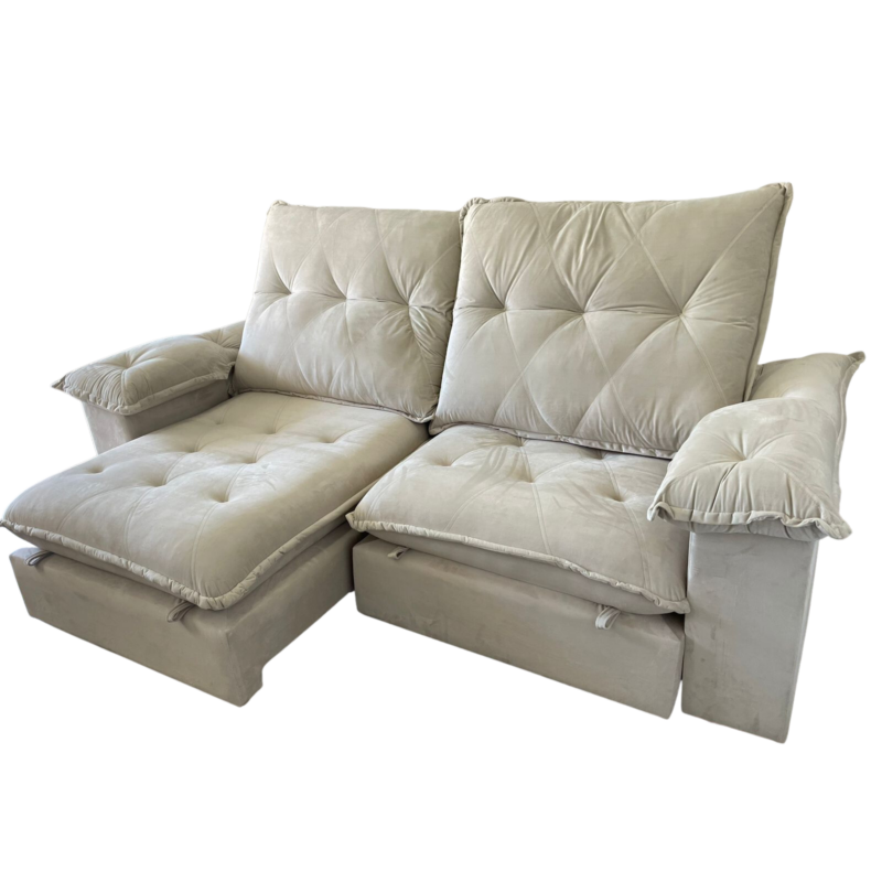 Sofá Retrátil e Reclinável Corvette 290 Prata D’VITRINE ESTOFADOS