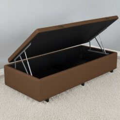Base Box Solteiro Bau Corino Marrom - ALTO NIVEL CAMAS E COLCHOES