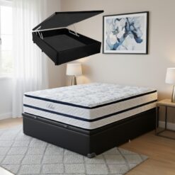Colchão Casal Blue D33 + Base Box Baú Corino Preto – PAROPAS/BIOSTAR