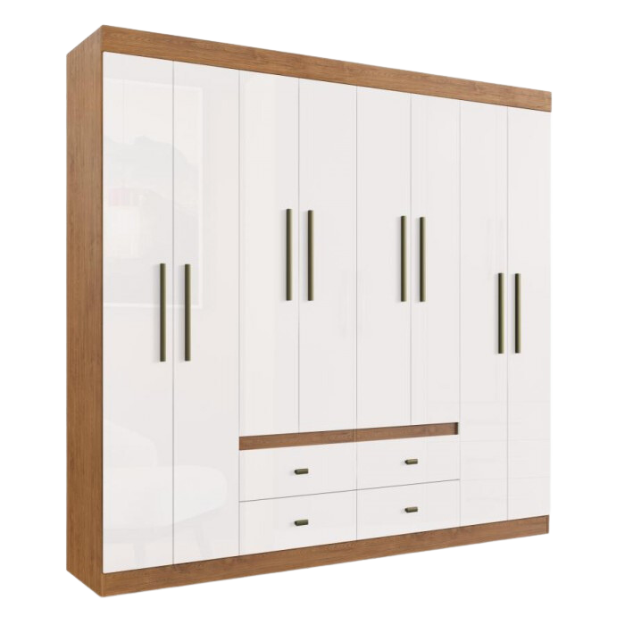 Guarda-Roupa 8 Portas Las Vegas 23048 2,06 m Off White/Nogueira