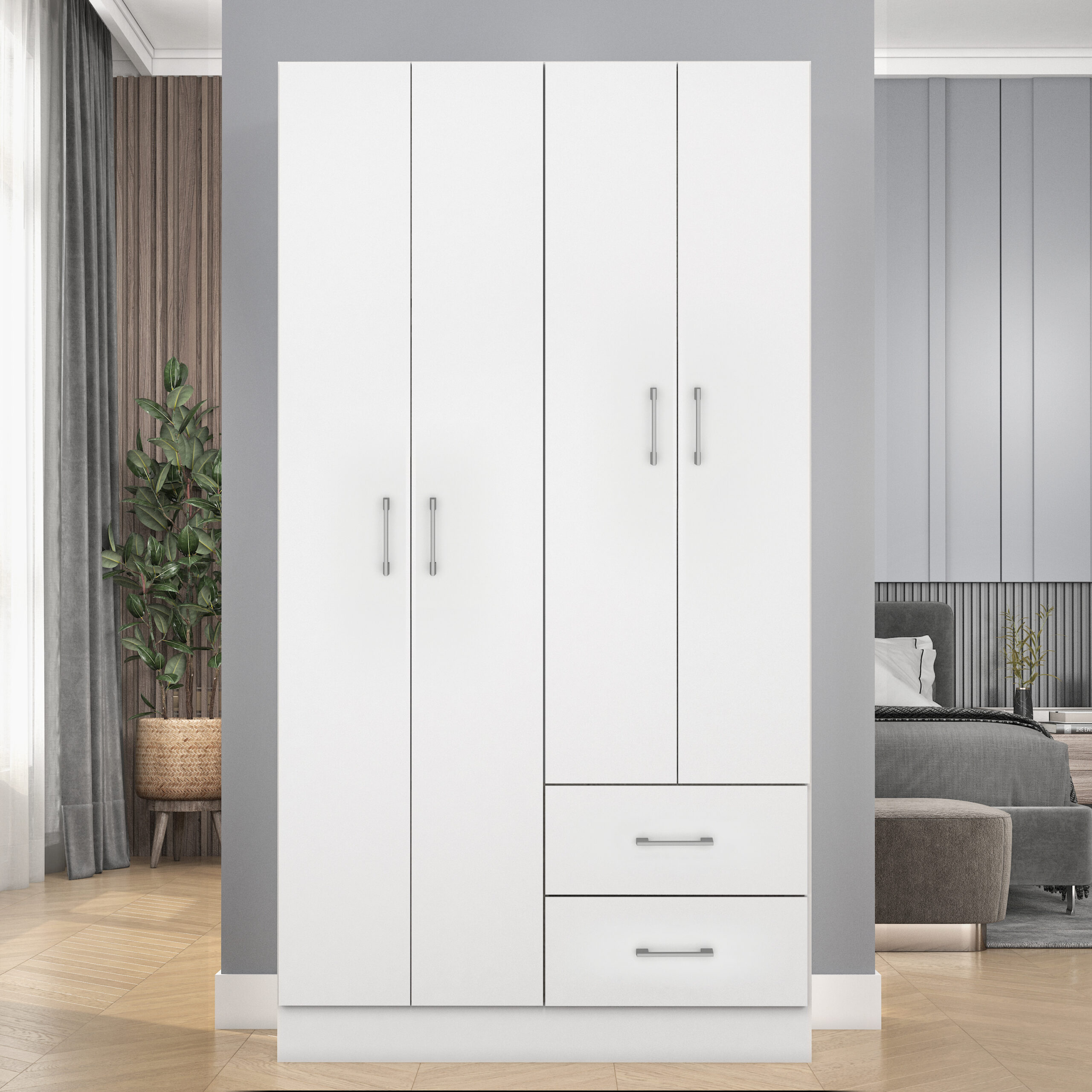 Guarda-Roupa 4 Portas Panamá 4002 0,90 m Branco – FELLICCI