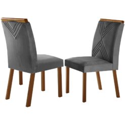 Kit 2 Cadeiras Amsterdã Imbuia/Linho Grafite – RUFATO