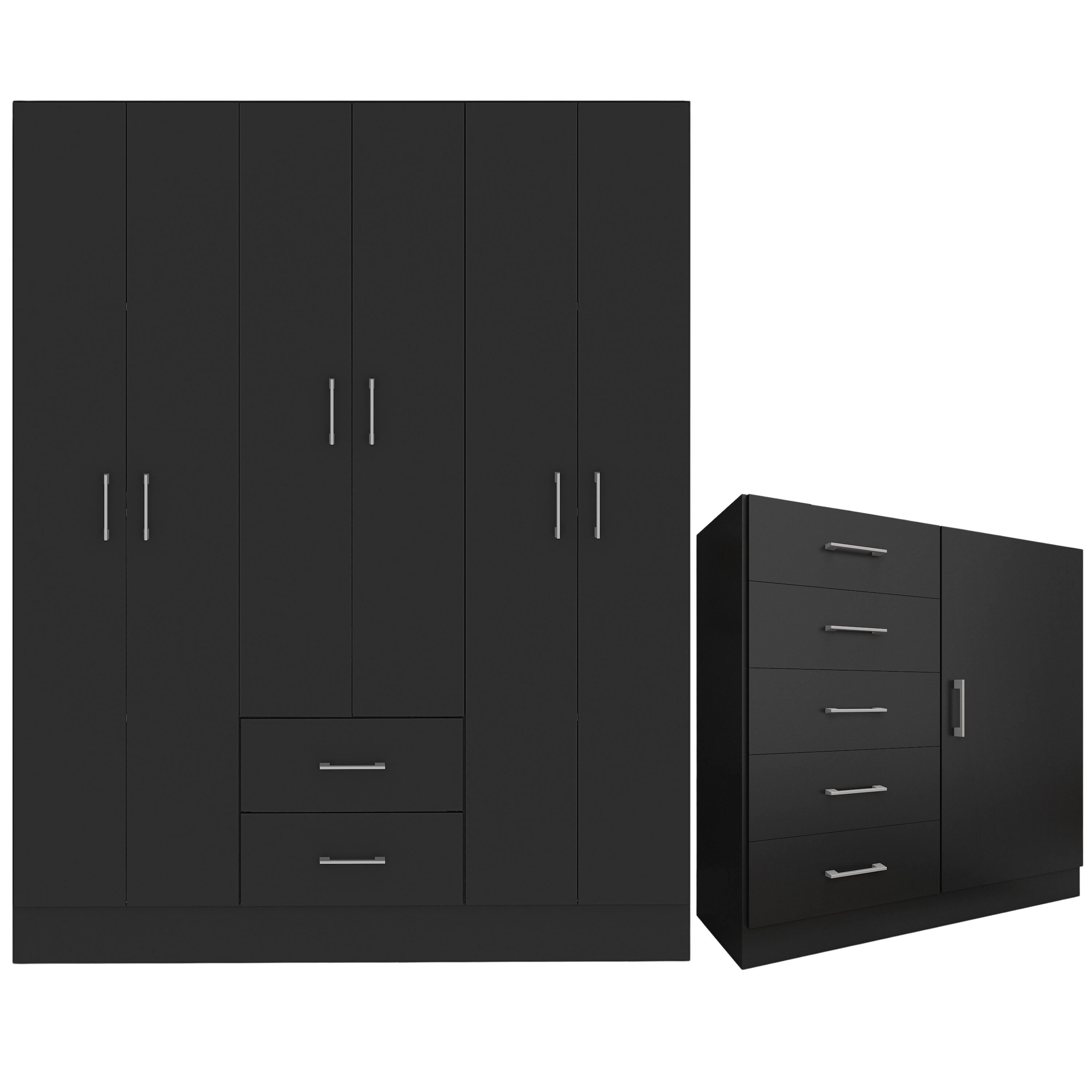 Guarda-Roupa 6 Portas Jamaica 6002 + Cômoda 5 Gavetas Sapateira