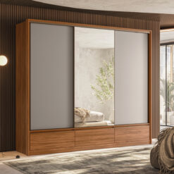 Guarda-Roupa 3 Portas Lounge 2,67 m Nogueira Touch/Nude Prime TX – DEMÓBILE