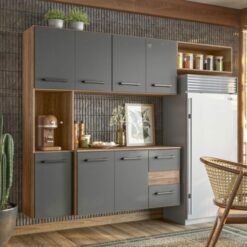 Cozinha Suspensa Juliete Carvalho Nature/Chumbo - NICIOLI