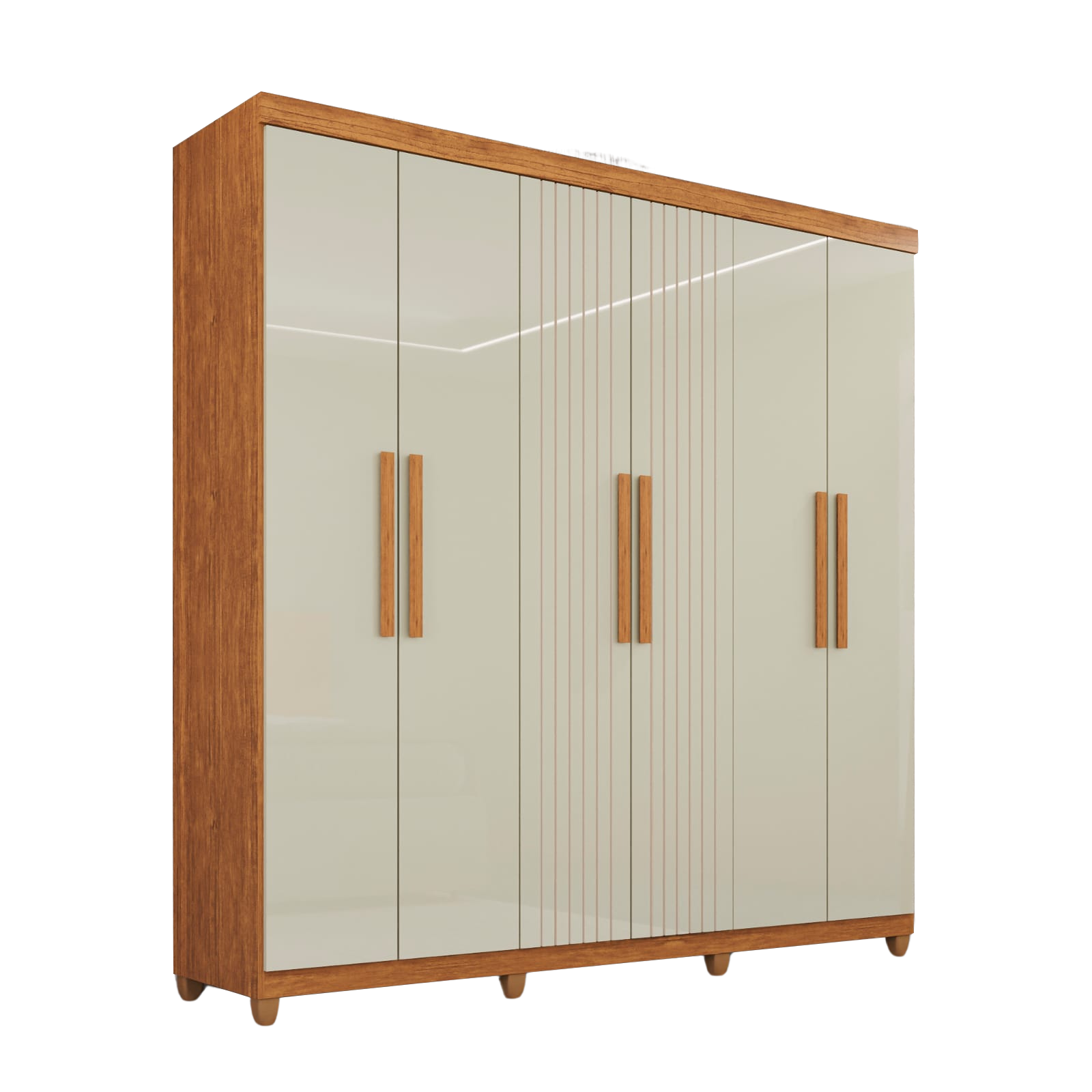 Guarda-Roupa 6 Portas Portugal Frisom 1,83 m Cinamono/Off White