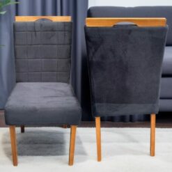 Kit 2 Cadeiras Roma Mel/Veludo Preto – WM DECOR