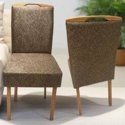 Kit 2 Cadeiras Priscila Imbuia Mel Veludo Marrom 1015 – AVALON DECOR