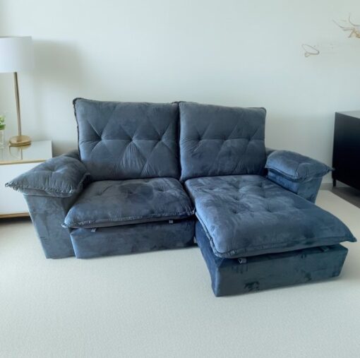 Sofa Retratil e Reclinavel Corvette 2,90 m Azul -  D'VITRINE ESTOFADOS(PROMOCAO)
