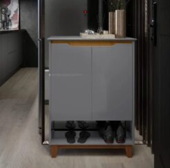 Sapateira Hall Flow Cinza/Freijó - EJ MÓVEIS