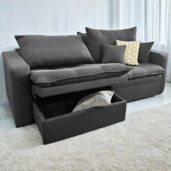 Sofá Retrátil Baú Versate 2,40 m Linho Cinza - ARJAN DECOR
