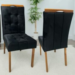 Kit 2 Cadeiras Sophia/Capri Mel/Veludo Preto – WM DECOR