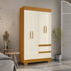 Guarda-Roupa 4 Portas Maya 0,998 m Cinamono/Off White - ACP MÓVEIS