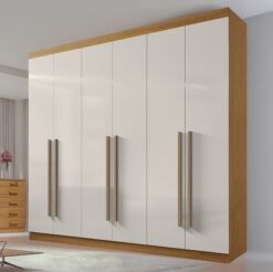 Guarda-Roupa 6 Portas Da Vinci Cinamono/Off White – D’DORO MÓVEIS