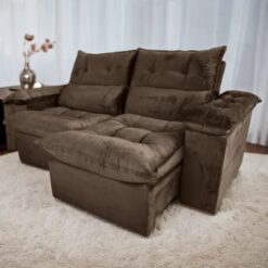Sofá Retrátil e Reclinável Imperial 2,00 m Veludo Jolie Marrom 05 – IMPERIAL DECOR