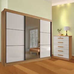 Guarda-Roupa 3 Portas Los Angeles + Cômoda Ipanema Cinamono/Off White – D’DORO MÓVEIS