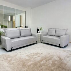 Conjunto Sofá 2 e 3 Lugares Ref.8100 Veludo Cinza - BOARETO ESTOFADOS