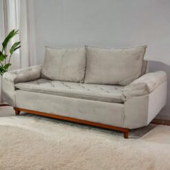 Sofá Living Berlim Veludo Bege 2,00 m – BOARETO