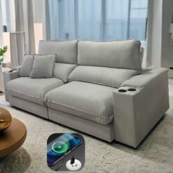 Sofá Retrátil e Reclinável Apogeu 2,30 m Veludo Prata 107 - ZARAT ESTOFADOS