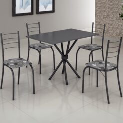 Mesa 4 Cadeiras Rio 100×60 Preto/Grafite – TEIXEIRA