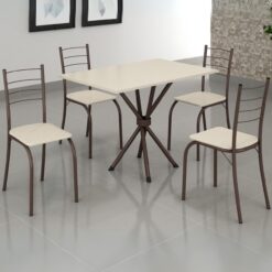 Mesa 4 Cadeiras Rio 100x60 Marrom/Off White – TEIXEIRA
