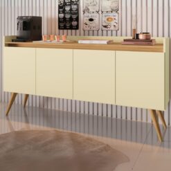 Buffet 4 Portas Gold Pérola/Mel - MÓVEIS PRIMUS