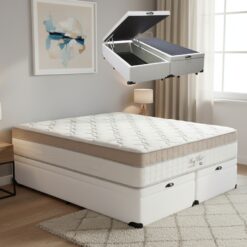 Colchão Queen King Best D28 + Base Box Baú Branco – ANJOS COLCHÕES + BIOSTAR