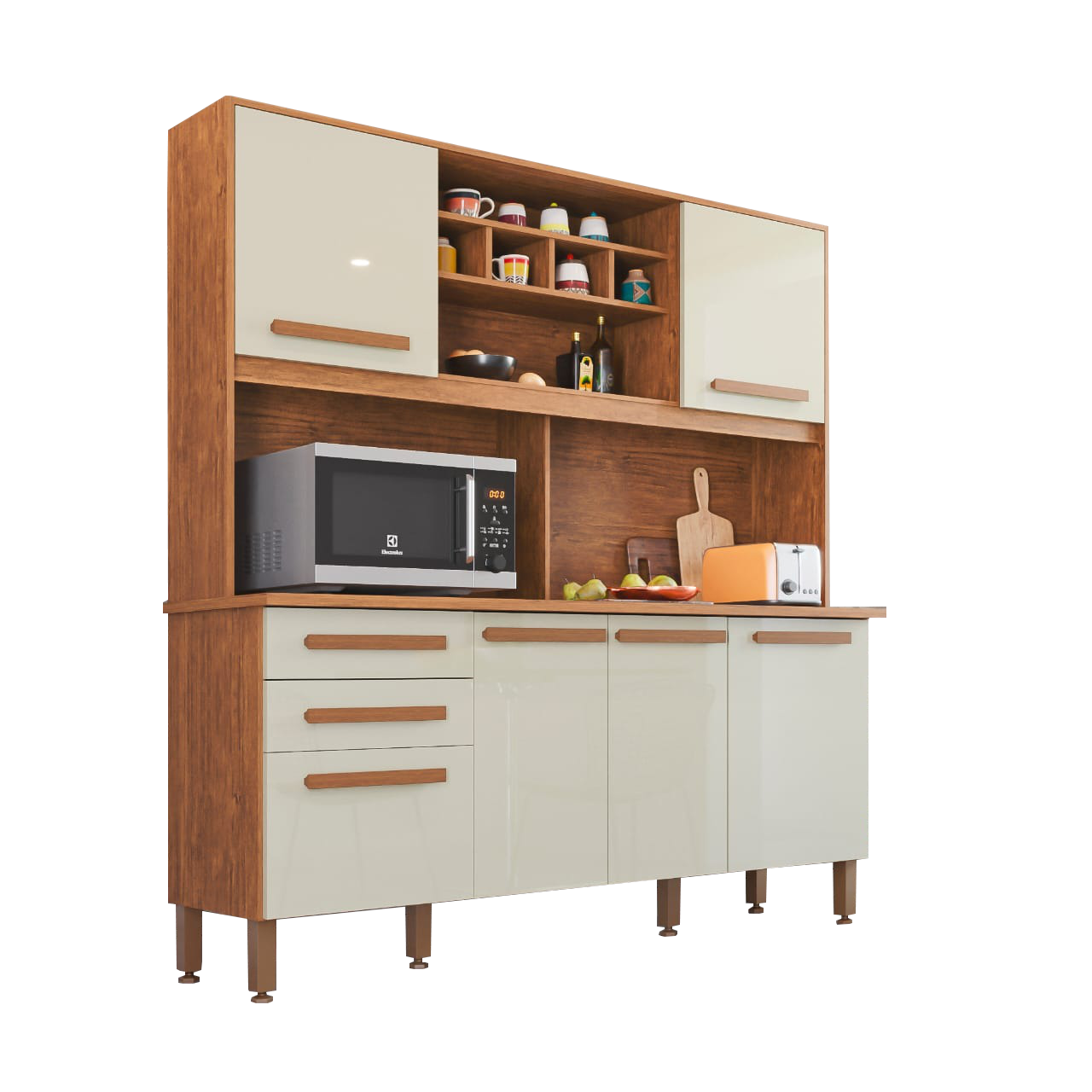 Kit Cozinha Luna/Lara Prime 1,62 m Cinamono/Off White – IMOP