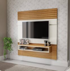 Painel p/ TV até 55” Antix – 100% MDF – P/ Tv Até 55'' – OffWhite/Freijó – DALLA COSTA