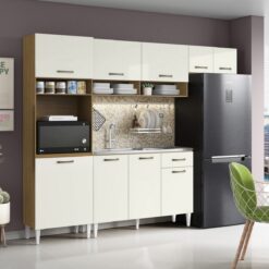 Cozinha Aurora + Balcão para Pia Atenas 249,7 m Atacama/Off White - ARAMÓVEIS