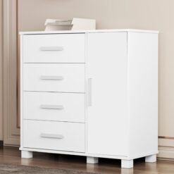 Cômoda 4 Gavetas com Sapateira Lívia Branco(Sem adesivo) – MADEC/VJ MÓVEIS