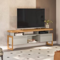 Rack até 70" Esmeralda Nature/Off White - LINEA BRASIL