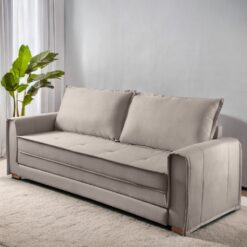 Sofá Cama Maldivas 2,23 m Linho Bege - JC ESTOFADOS