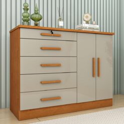 Cômoda 5 Gavetas Sapateira Dupla Istambul/Marmara Cinamono/Off White - TCIL