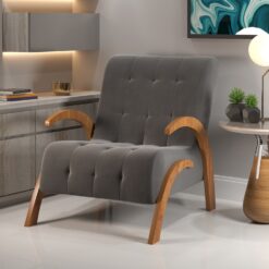 Poltrona Martha/Flower Mel/Veludo Cinza Grafite - VIERO MÓVEIS