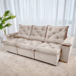 Sofá Retrátil e Reclinável 270 Grécia Bege – QUINE ESTOFADOS