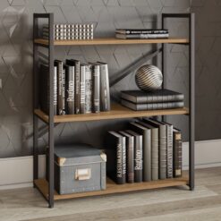 Estante Baixa 3 Prateleiras LI007 Freijó/Preto Fosco - KAPPESBERG