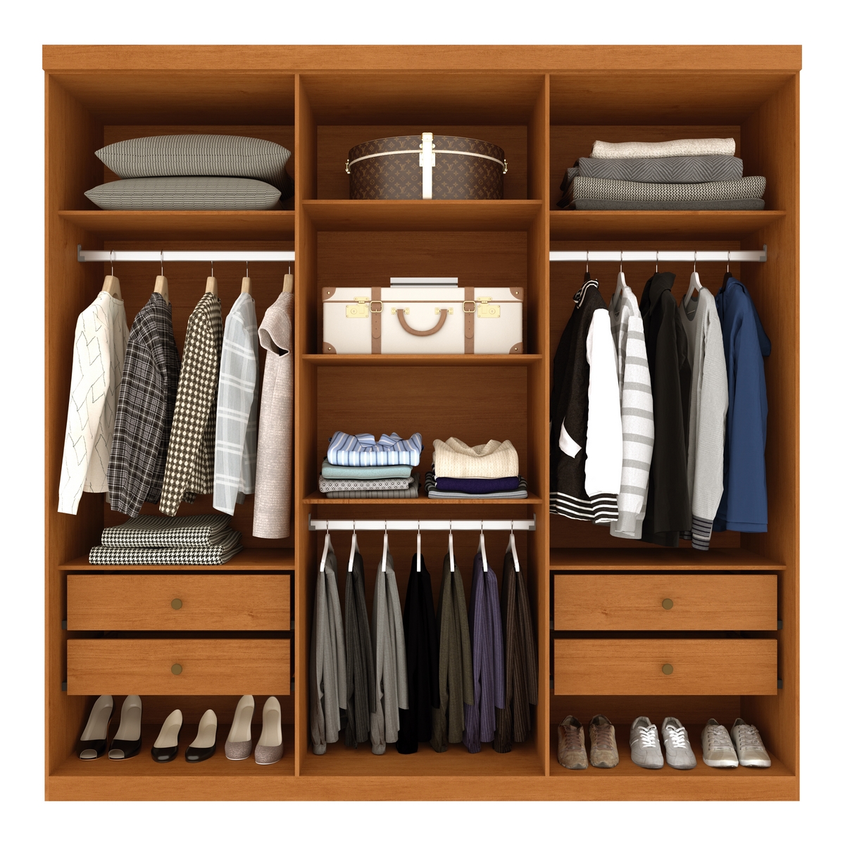 Guarda-Roupa 6 Portas Joinville/Andorra 2,18 m Cinamono/Off White