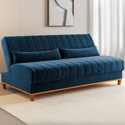 Sofá Cama Luna/Duna 1,80 m Veludo Azul - VIERO MÓVEIS