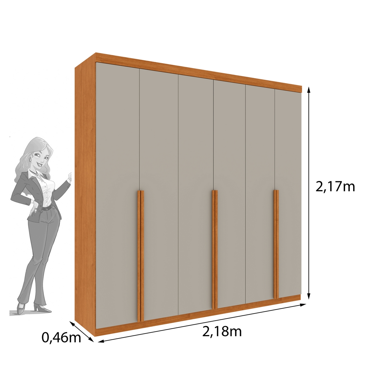 Guarda-Roupa 6 Portas Joinville/Andorra 2,18 m Cinamono/Off White