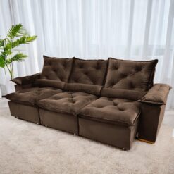 Sofá Retrátil e Reclinável Grécia 2,70 m Marrom - QUINE ESTOFADOS